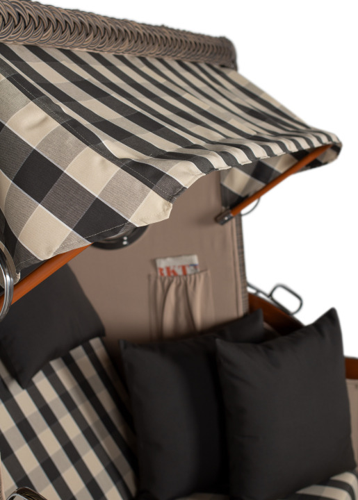 Strandkorb Rantum Bullauge Mahagoni PE Grey Dessin 505 Grau